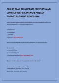 CDR RD EXAM 10TH EDITION EXAM 2026 UPDATE&NewLine;QUESTION AND CORRECT VERIFIED ANSWERS&NewLine;ALREADT GRADED A&plus; &lpar;BRAND NEW VISION&rpar;
