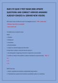 NUR 172 QUIZ 2 TEST EXAM 2026 UPDATE&NewLine;QUESTIONS AND CORRECT VERIFIED ANSWERS&NewLine;ALREADY GRADED A&plus; &lpar;BRAND NEW VISION&rpar;