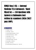 USMLE Step 2 CK &mdash; Internal &NewLine;Medicine V2&period;0 Advanced &sol; Hard &NewLine;Mixed Set &mdash; 150 Questions with &NewLine;Answers & Rationales best &NewLine;written by examiners 2026&sol;2027 &NewLine;pass 100&percnt; 