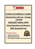 CHEM212&sol;CHEM 212 Module 2 Exam Biochemistry with Lab &vert; Portage Learning &vert; 26&sol;27 Actual&lpar;PDF&rpar;