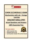 CHEM212&sol;CHEM 212 Module 3 Exam Biochemistry with Lab &vert; Portage Learning &vert; 26&sol;27 Actual&lpar;PDF&rpar;