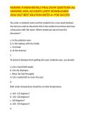 NURSING FUNDAMENTALS FINAL EXAM QUESTIONS ALL ANSWERS 100&percnt; ACCURATE LATEST DOWNLOADED 2026&sol;2027 BEST SOLUTION RATED A&plus; FOR SUCCESS