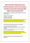 Microsoft 365 Fundamentals Exam Practice Questions and Correct Answers &lpar;Verified Answers&rpar; Plus Rationale 2026 Q&A&vert; Instant Download Pdf