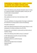 FUNDAMENTAL OF NURSING TEST 1 &lpar;CHAP 1-7&rpar; EXAMS ALL ANSWERS 100&percnt; CORRECT DETAILED LATEST UPDATED 2026&sol;2027 BEST RATED A&plus; FOR SUCCESS
