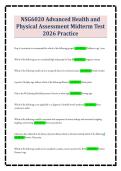 NSG6020 Advanced Health and Physical Assessment Midterm Test 2026 Practice