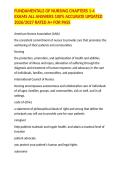 FUNDAMENTALS OF NURSING CHAPTERS 1-4 EXAMS ALL ANSWERS 100&percnt; ACCURATE UPDATED 2026&sol;2027 RATED A&plus; FOR PASS