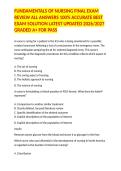 FUNDAMENTALS OF NURSING FINAL EXAM REVIEW ALL ANSWERS 100&percnt; ACCURATE BEST EXAM SOLUTION LATEST UPDATED 2026&sol;2027 GRADED A&plus; FOR PASS