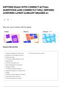 INFT3100 EXAM WITH CORRECT ACTUAL QUESTIONS AND CORRECTLY WELL DEFINED ANSWERS LATEST ALREADY GRADED A&plus;