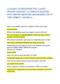 LA COUNTY ACCREDITATION TEST &vert;LATEST UPDATED 2026&sol;2027 &vert;A COMPLETE SOLUTION WITH VERIFIED QUESTIONS AND ANSWERS &vert;GET IT 100&percnt; CORRECT &vert;GRADED A&plus; 