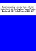Texas Cosmetology Licensing Exam &vert; Infection Control&comma; Hair & Nail Care Practice Questions & Verified Answers &vert; TDLR 2026&sol;2027&NewLine;