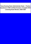 Texas Nursing Home Administrator Exam &vert; NHA Licensure Practice Questions & Verified Answers &vert; 2026&sol;2027&NewLine;