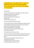 FUNDAMENTALS OF NURSING EXAM 1 PRACTICE QUESTIONS AND 100&percnt; ACCURATE ANSWERS LATEST DOWNLOADED 2026&sol;2027 BEST GRADED A&plus; FOR SUCCESS