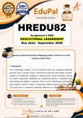 HREDU82 Assignment 4 &lpar;EDUCATIONAL LEADERSHIP&rpar; 2026 - DUE September 2026