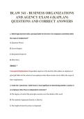 BLAW 341 - BUSINESS ORGANIZATIONS&NewLine;AND AGENCY EXAM 4 &lpar;KAPLAN&rpar;&NewLine;QUESTIONS AND CORRECT ANSWERS