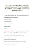 FDNY S-56 CONSTRUCTION SITE FIRE&NewLine;SAFETY MANAGER PRACTICE EXAM&NewLine;QUESTIONS AND VERIFIED ANSWERS&NewLine;JUST RELEASED