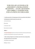 NURS 5220 ADVANCED HEALTH&NewLine;ASSESSMENT AND DIAGNOSTIC&NewLine;REASONING &mdash; EXAM 1 QUESTIONS&NewLine;AND CORRECT ANSWERS WITH&NewLine;EXPLANATIONS JUST RELEASED
