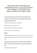 NURS 5220 ADVANCED HEALTH&NewLine;ASSESSMENT FINAL EXAM QUESTIONS&NewLine;AND CORRECT ANSWERS WITH&NewLine;EXPLANATIONS JUST RELEASED