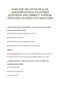 NURS 5220 ADVANCED HEALTH&NewLine;ASSESSMENT FINAL EXAM PREP&NewLine;QUESTIONS AND CORRECT ANSWERS&NewLine;WITH EXPLANATIONS JUST RELEASED