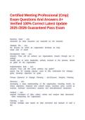 Certified Meeting Professional &lpar;Cmp&rpar; Exam Questions And Answers A&plus; Verified 100&percnt; Correct Latest Update 2025 &sol;2026 Guaranteed Pass Exam