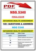 NSG 5340 ADVANCED HEALTH ASSESSMENT FINAL EXAM LATEST UPDATE QUESTIONS AND VERIFIED ANSWERS &vert; 100&percnt; CORRECT &vert; GRADED A&plus;