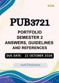 PUB3721 Portfolio Semester 2 &vert;&vert;&lpar;ANSWERS AND GUIDELINES&rpar;&vert; Due Date 22 October 2026