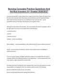 Nursing Concepts Practice Questions And &NewLine;Verified Answers A&plus; Graded 2026&sol;2027 
