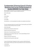 Fundamentals Of Nursing Exam &num;1 &lpar;Practice &NewLine;Questions And Correct Verified Answers A&plus; &NewLine;Graded 2026&sol;2027 For Post Tests&rpar; 