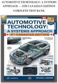 AUTOMOTIVE TECHNOLOGY&colon; A SYSTEMS&NewLine;APPROACH &mdash; 4TH CANADIAN EDITION&NewLine;COMPLETE TEST BANK