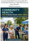 Community Health HESI Practice Exam 2026&ndash;2027 &vert;&NewLine;Nursing Public Health Review&comma; High-Yield Scenarios &&NewLine;Expert Rationales&NewLine;2026&sol;2027 Examination