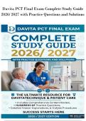 Davita PCT Final Exam Complete Study Guide&NewLine;2026&sol; 2027 with Practice Questions and Solutions