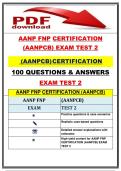 AANP FNP CERTIFICATION &lpar;AANPCB&rpar; EXAM TEST 2 LATEST UPDATE QUESTIONS AND VERIFIED ANSWERS &vert; 100&percnt; CORRECT &vert; GRADED A&plus;