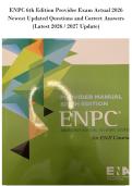ENPC 6th Edition Provider Exam Actual 2026&NewLine;Newest Updated Questions and Correct Answers&NewLine;&lpar;Latest 2026 &sol; 2027 Update&rpar;
