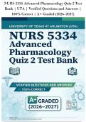 NURS 5334 Advanced Pharmacology Quiz 2 Test&NewLine;Bank &vert; UTA &vert; Verified Questions and Answers &vert;&NewLine;100&percnt; Correct &vert; A&plus; Graded &lpar;2026&ndash;2027&rpar;