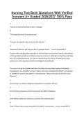 Nursing Test Bank Questions With Verified &NewLine;Answers A&plus; Graded 2026&sol;2027 100&percnt; Pass 