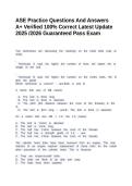 ASE Practice Questions And Answers A&plus; Verified 100&percnt; Correct Latest Update 2025 &sol;2026 Guaranteed Pass Exam