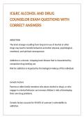 IC&RC ALCOHOL AND DRUG COUNSELOR EXAM QUESTIONS WITH CORRECT ANSWERS