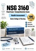 NSG 3160 Final Exam &ndash; Health Assessment &lpar;2026&sol;2027&rpar; Actual Q&A &vert; Galen A&plus; Guarantee