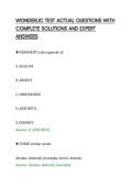 WONDERLIC TEST ACTUAL QUESTIONS WITH COMPLETE SOLUTIONS AND EXPERT ANSWERS&period;