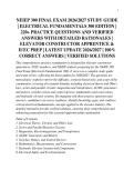 NEIEP 300 FINAL EXAM 2026&sol;2027 STUDY GUIDE&NewLine;&vert; ELECTRICAL FUNDAMENTALS 300 EDITION &vert;&NewLine;220&plus; PRACTICE QUESTIONS AND VERIFIED&NewLine;ANSWERS WITH DETAILED RATIONALES &vert;&NewLine;ELEVATOR CONSTRUCTOR APPRENTICE &&NewLine;IUEC PREP &vert; LATEST UPDATE 2026&sol;2027 &vert; 100&percnt;&NewLine;CORRECT ANSWERS &vert;