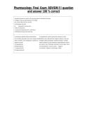 Pharmacology Final Exam REVIEW&excl;&excl;&excl;&excl; question and answer 100 &percnt; correct