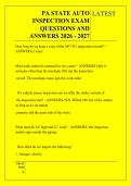 PA STATE AUTO &NewLine;INSPECTION EXAM &NewLine;QUESTIONS AND &NewLine;ANSWERS 2026 - 2027