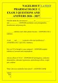 NAGELHOUT &NewLine;PHARMACOLOGY 1 &NewLine;EXAM 3 QUESTIONS AND &NewLine;ANSWERS 2026 - 2027