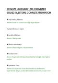 CHEM 219 LAB EXAMS 1 TO 4 COMBINED&NewLine;SOLVED QUESTIONS COMPLETE PREPARATION&NewLine;