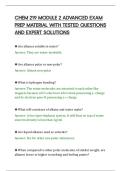 CHEM 219 MODULE 2 ADVANCED EXAM&NewLine;PREP MATERIAL WITH TESTED QUESTIONS&NewLine;AND EXPERT SOLUTIONS&NewLine;