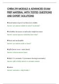 CHEM 219 MODULE 6 ADVANCED EXAM&NewLine;PREP MATERIAL WITH TESTED QUESTIONS&NewLine;AND EXPERT SOLUTIONS&NewLine;
