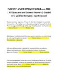 EVOLVE ELSEVIER HESI MED SURG Exam 2026 &vert; All Questions and Correct Answers &vert; Graded A&plus; &vert; Verified Answers &vert; Just Released&NewLine;