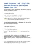 Health Assessment I Quiz 2 2026&sol;2027 &ndash; Questions & Answers&comma; Nursing Study Guide & Exam Prep
