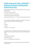 Health Assessment I Quiz 2 2026&sol;2027 &ndash; Questions & Answers&comma; Nursing Study Guide & Exam Prep