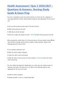 Health Assessment I Quiz 2 2026&sol;2027 &ndash; Questions & Answers&comma; Nursing Study Guide & Exam Prep