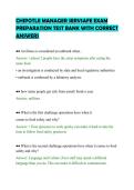 CHIPOTLE MANAGER SERVSAFE EXAM&NewLine;PREPARATION TEST BANK WITH CORRECT&NewLine;ANSWERS&NewLine;